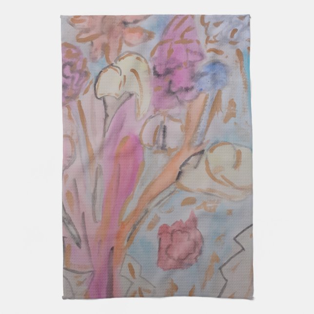 Abstrakte Pastel Floral Teetuch Geschirrtuch (Vertikal)