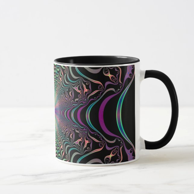 Abstrakte Pastel Fraktal Web Keramik Tasse (Rechts)