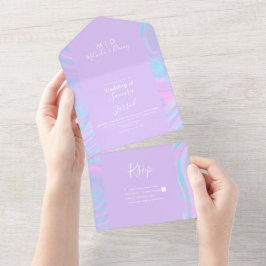 Abstrakte Pastel Liquid Lila Wedding All In One Einladung