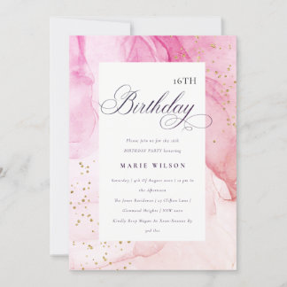 Abstrakte Pastel Rosa Lila jedes Alter Geburtstag Einladung