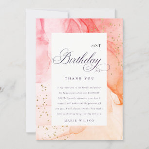 Abstrakte Pastel Rosa Orange jeden Geburtstag Dankeskarte