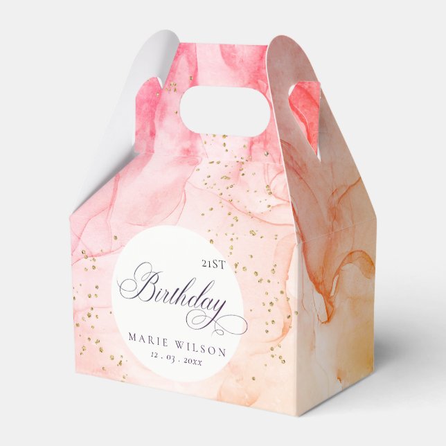 Abstrakte Pastel Rosa Orange jeden Geburtstag Geschenkschachtel (Vorderseite)