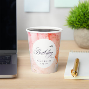 Abstrakte Pastel Rosa Orange jeden Geburtstag Pappbecher