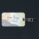 Abstrakte Pastelfarben Gepäckanhänger<br><div class="desc">Abstrakte Pastel Watercolor Formen Gold Foil Gepäckanhänger perfekt für Innenarchitekten,  Berater,  Art Director,  Profis,  Marketing Manager. Es zeichnet sich durch eine weiche blaue,  pfirsichcremefarbene Aquarellform und einige goldene Folienstriche für ein elegantes Ambiente aus.</div>