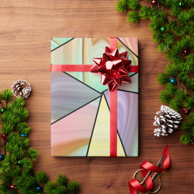 Abstrakte Pastell-Fleckige Flüssig-Marmor-Geometri Geschenkpapier (Feiertagsgeschenk)