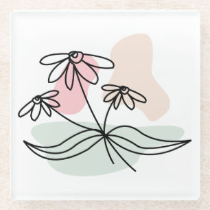Abstrakte Pastell Floral Glasuntersetzer