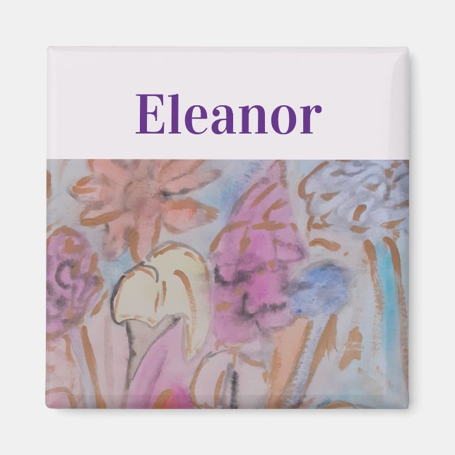 Abstrakte Pastell Floral Personalisiert Magnet (Vorne)
