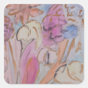 Abstrakte Pastell Floral Quadratischer Aufkleber