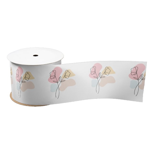 Abstrakte Pastell Floral Satinband (Spule)
