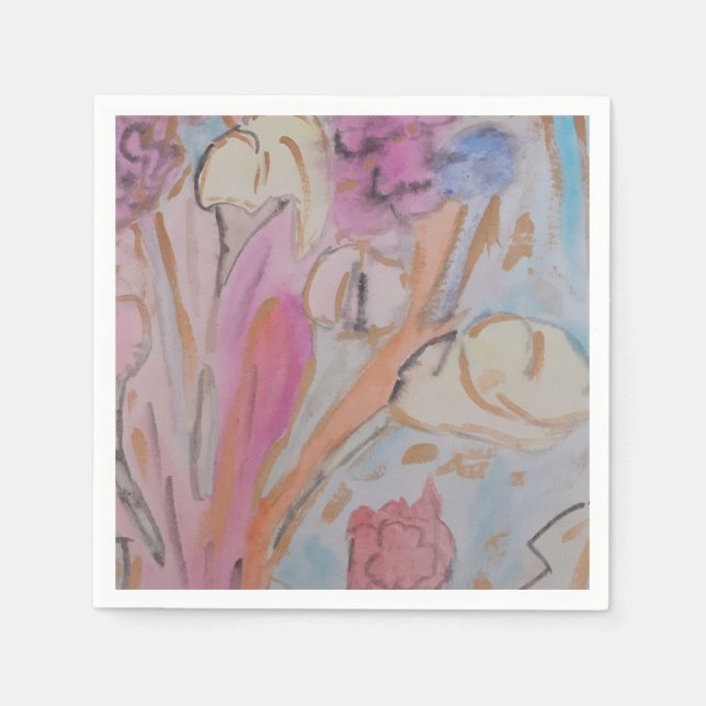 Abstrakte Pastell Floral Serviette (Vorderseite)