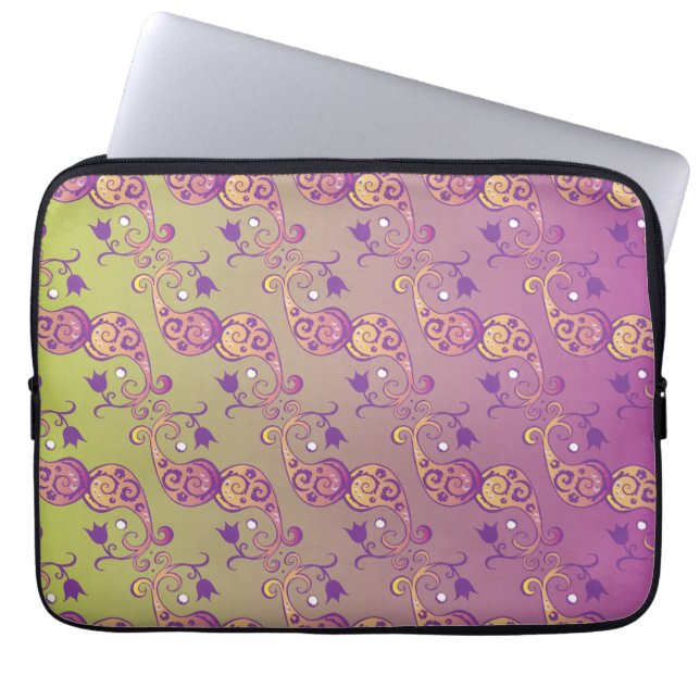 Abstrakte Pastell grün und rosa Paisley Floral Laptopschutzhülle (Vorderseite)
