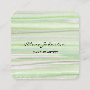 Abstrakte Pastell Grüne Wasserfarbe Quadratische Visitenkarte