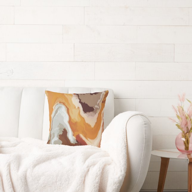 Abstrakte Pastell Paint Fox Schwanz Edition Kissen (Liege)