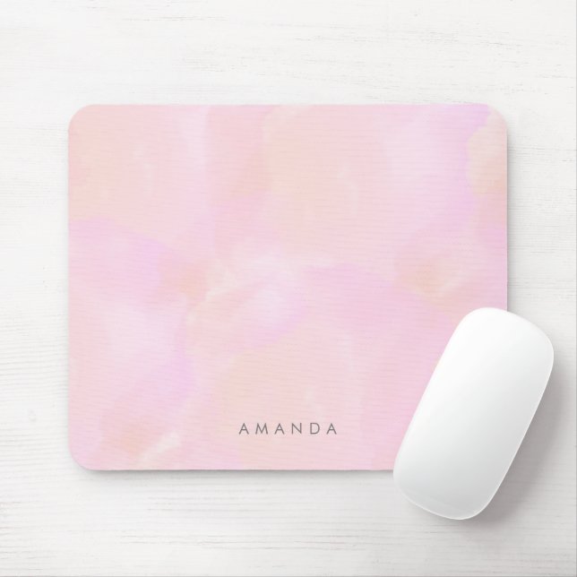Abstrakte Pastell Pink Peach Wasserfarbe Persönlic Mousepad (Mit Mouse)