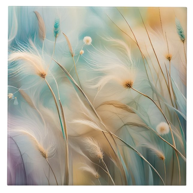 Abstrakte Pastell-Whisper, Gras IV Fliese (Vorderseite)