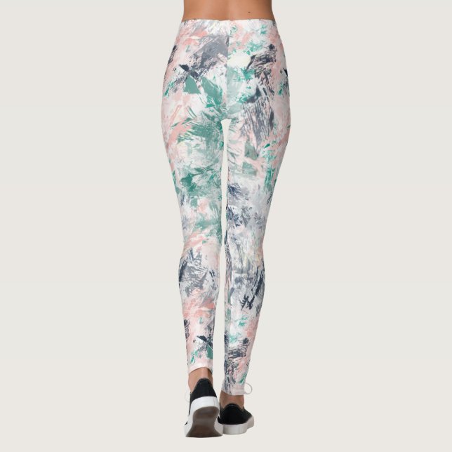 Abstrakte Pastelle Pinselstrichmuster Leggings (Rückseite)