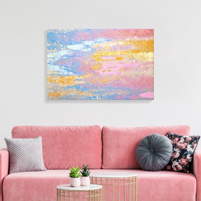 abstrakte Pastellfarbe Textur mit Goldflecken Leinwanddruck (Insitu (Wohnzimmer))