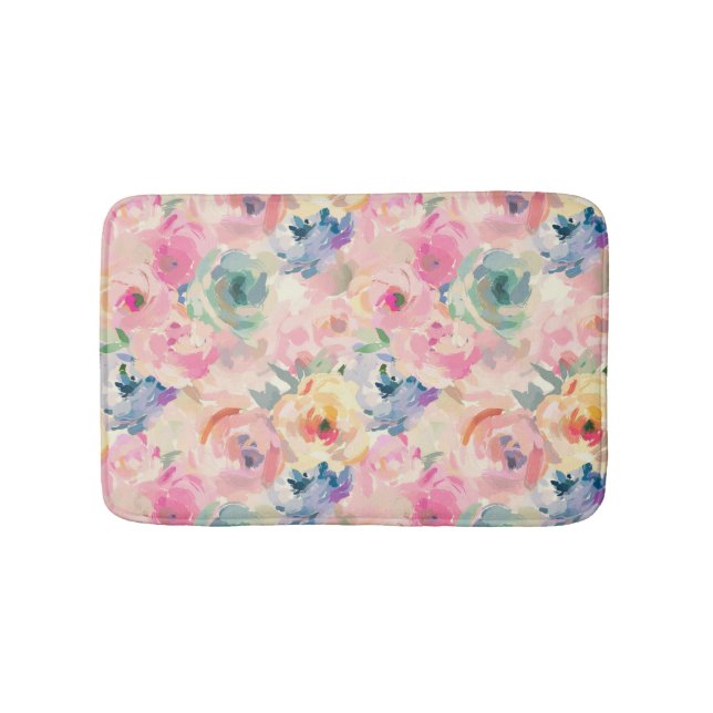 Abstrakte Pastellfarben Blume Blumenmuster Badematte (Vorderseite)