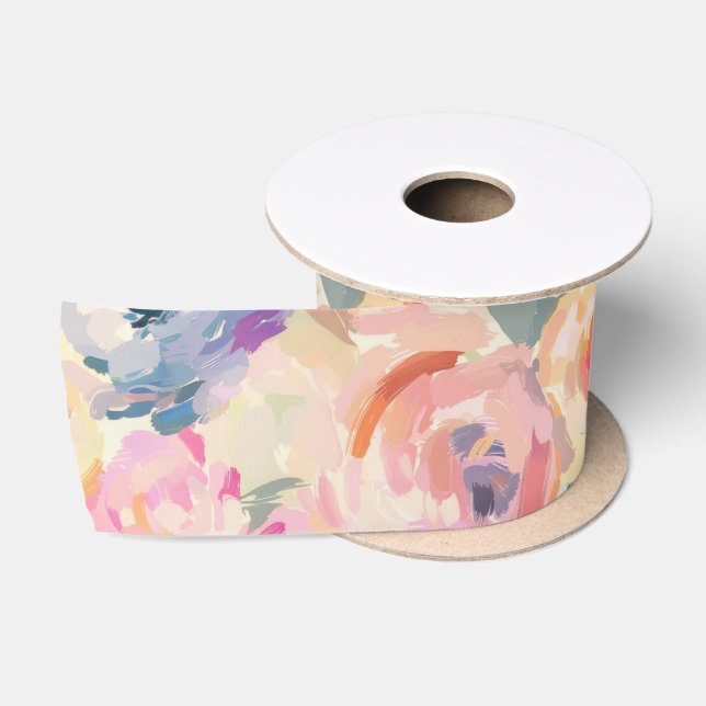 Abstrakte Pastellfarben Blume Blumenmuster Satinband (Spule)