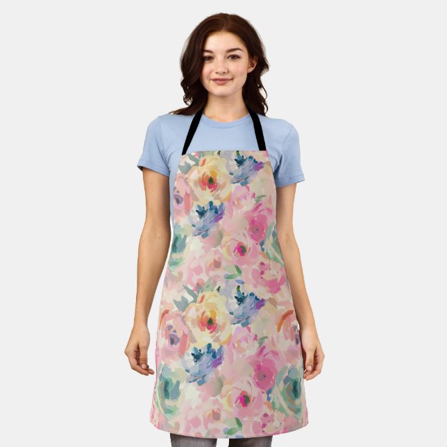 Abstrakte Pastellfarben Blume Blumenmuster Schürze (Getragen)
