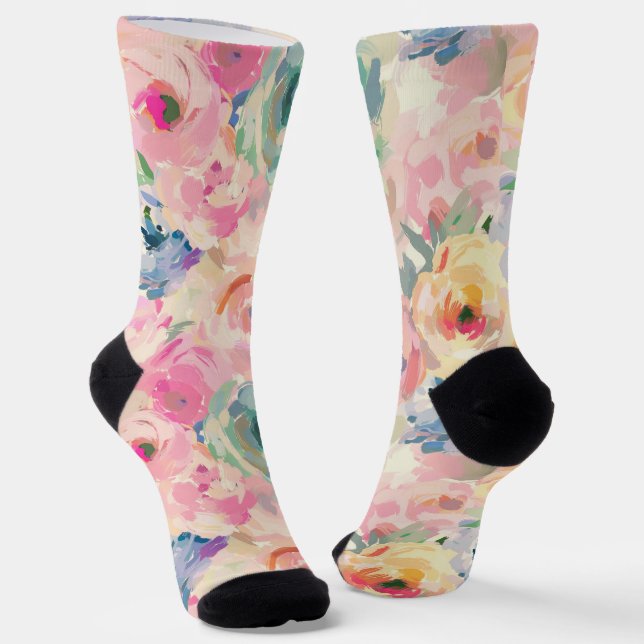 Abstrakte Pastellfarben Blume Blumenmuster Socken (Gewinkelt)