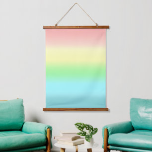 Abstrakte Pastellfarben Kunst Wandteppich Mit Holzrahmen