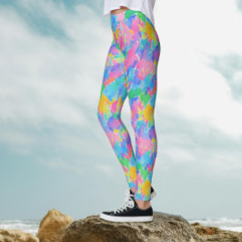 Abstrakte Pastellfarben Wasserfarbe Stroke Muster Leggings