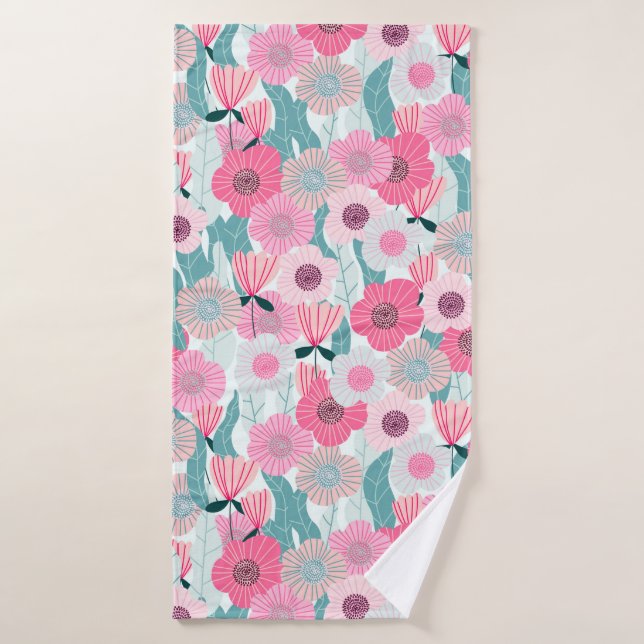 Abstrakte pastellfarbene Blumenmuster. Schöne Rosa Badehandtuch (Badehandtuch)