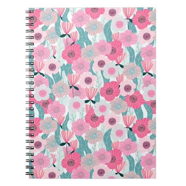 Abstrakte pastellfarbene Blumenmuster. Schöne Rosa Notizblock (Vorderseite)