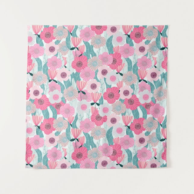 Abstrakte pastellfarbene Blumenmuster. Schöne Rosa Wandteppich (Vorderseite)