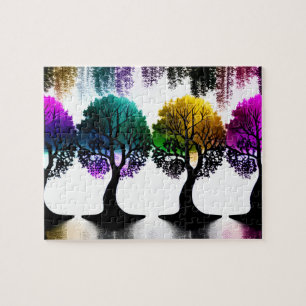 Abstrakte pastellfarbene Fun Trees Puzzle