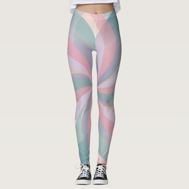 Abstrakte Pastellfarbige Leggings (Vorderseite)