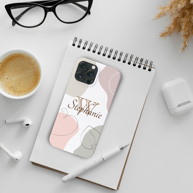 Abstrakte Pastellformen mit Name Monogram Case-Mate iPhone Hülle (Von Creator hochgeladen)