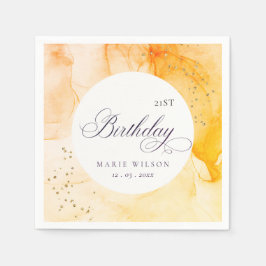 Abstrakte Pastellgelbe Orange jeden Geburtstag Serviette