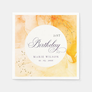 Abstrakte Pastellgelbe Orange jeden Geburtstag Serviette