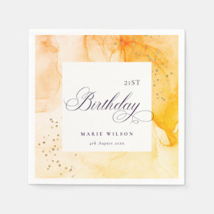 Abstrakte Pastellgelbe Orange jeden Geburtstag Serviette