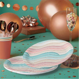 Abstrakte Pastellwellen – Elegantes modernes Muste Pappteller