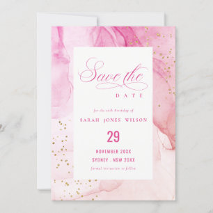Abstrakte Pastete Wasserfarbe Rosa Lila Geburtstag Save The Date