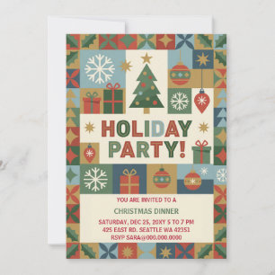 Abstrakte Patchwork-Feiertags-Weihnachtsfeier Einladung