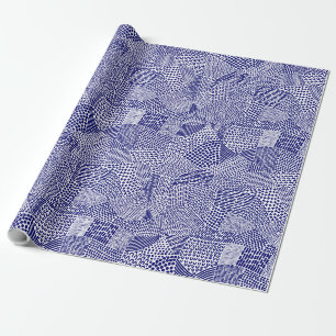 Abstrakte Patchwork Map - Deep Navy Blue on White Geschenkpapier