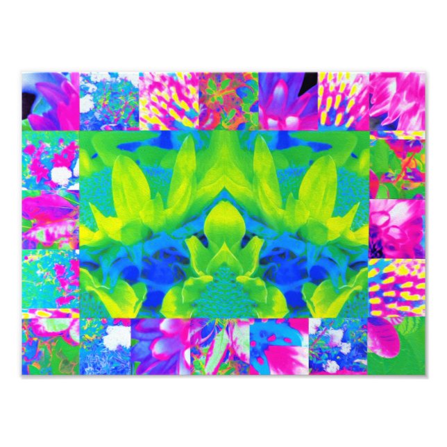 Abstrakte Patchwork-Sonnenblumen-Garten-Collage Fotodruck (Vorne)