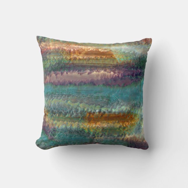 Abstrakte patinengrüne Kupfermuster-Blätter Kissen (Vorderseite)