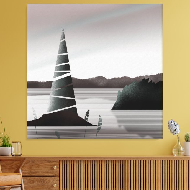 Abstrakte Pazifikküste Minimale Kunst Leinwanddruck (Insitu (Wohnzimmer))