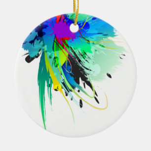 Abstrakte Peacock Paint-Spritzer Keramik Ornament