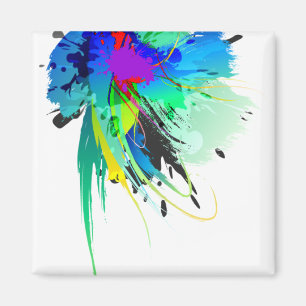 Abstrakte Peacock Paint-Spritzer Magnet