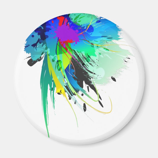 Abstrakte Peacock Paint-Spritzer Magnet (Vorne)