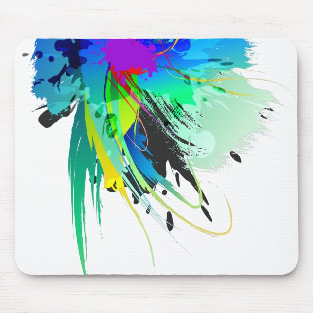 Abstrakte Peacock Paint-Spritzer Mousepad (Vorne)
