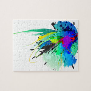 Abstrakte Peacock Paint-Spritzer Puzzle