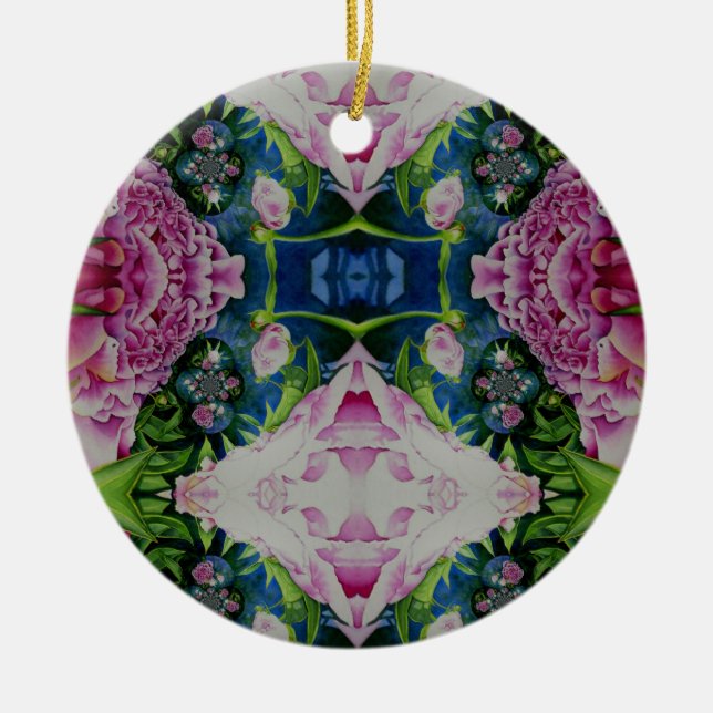 Abstrakte Peonfarbenmalerei, boho retro Keramik Ornament (Vorne)
