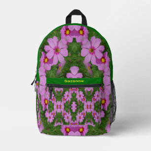 Abstrakte personalisierte rosa Kosmosmargeriten-Bl Bedruckter Rucksack